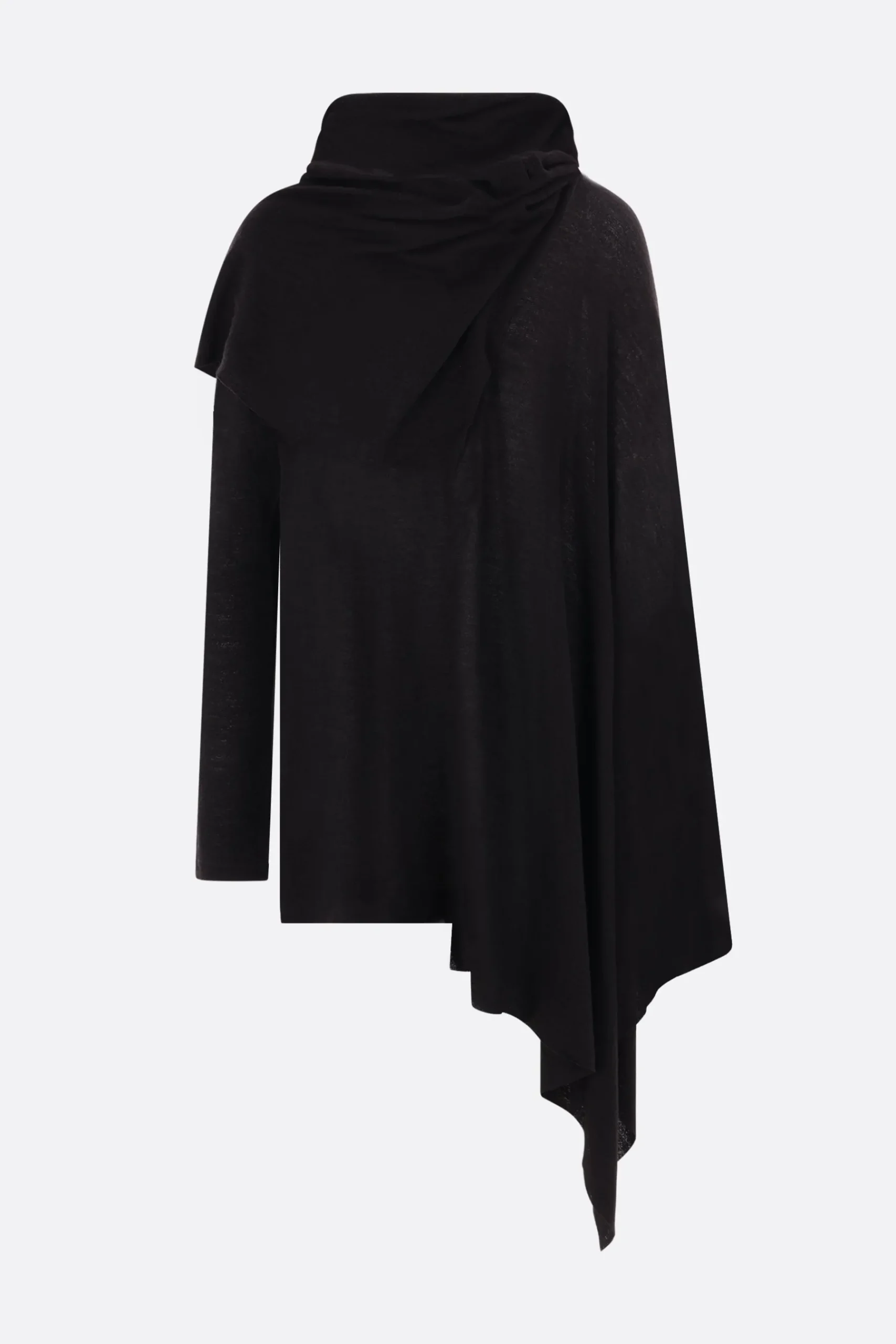 Women YOHJI YAMAMOTO wool silk crepe asymmetric cardigan