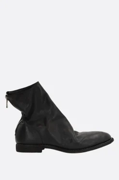 GUIDI zipped ankle boots in grainy leather